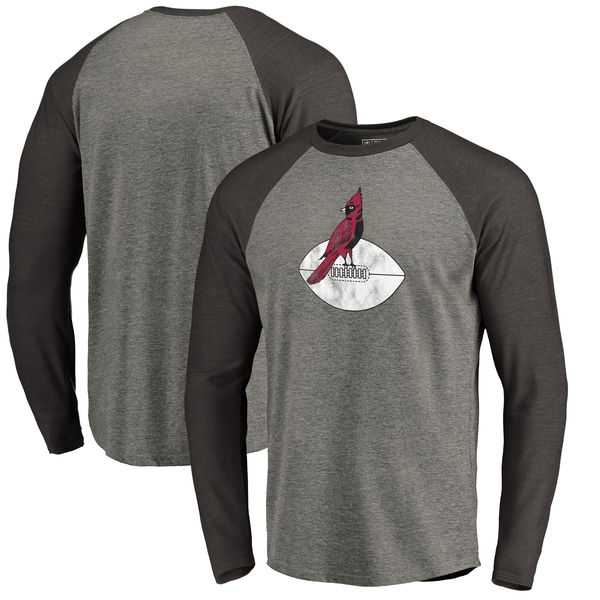 Arizona Cardinals NFL Pro Line by Fanatics Branded Throwback Logo Big & Tall Long Sleeve Tri-Blend Raglan T-Shirt - Gray Black